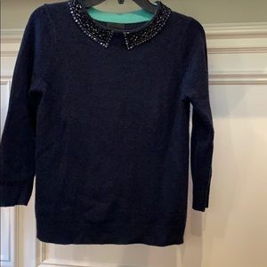 Navy beaded cashmere sweater